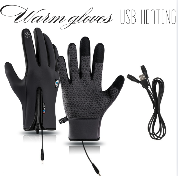 Outdoor Heated Gloves – Windproof, Waterproof, Plus Velvet Lining, USB Rechargeable, Touchscreen Winter Gloves