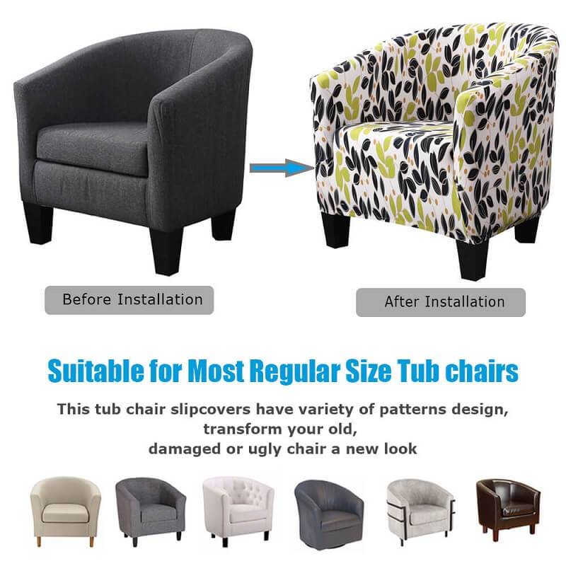 1-Piece Club Chair Slipcover, Stretch Tub Chair Covers