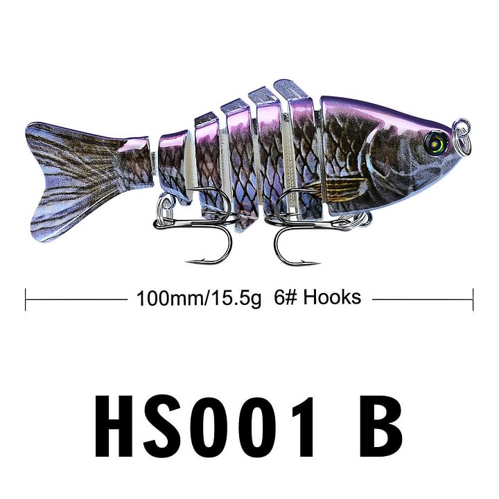 Bionic Swimming Fishing Lure – Realistic Multi-Jointed Artificial Bait with 3D Eyes & Treble Hooks for Freshwater & Saltwater