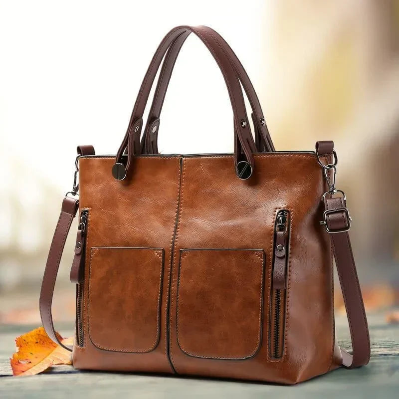 Vintage Leather Shoulder Bag for Women - Classic Crossbody Design with High-Quality Leather