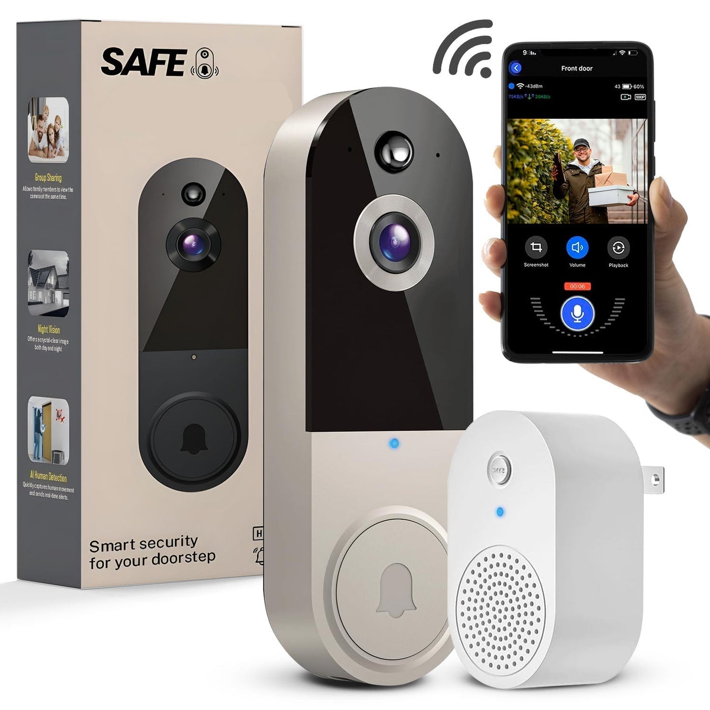 Avichic™ – Smart Wireless Video Doorbell with AI Motion Detection & Two-Way Audio for Home Security