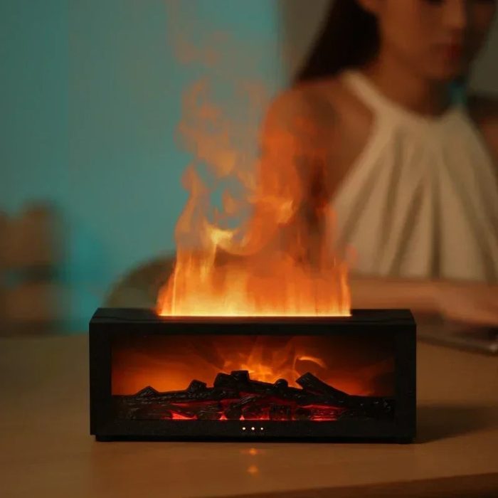 Luxury Flame-Effect Aroma Diffuser with LED Lighting