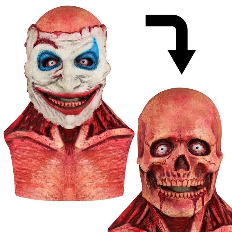 Halloween Double-Layer Skull Mask – Removable Magnetic Horror Mask with Hood, Breathable Silicone Design, Unisex Costume Prop