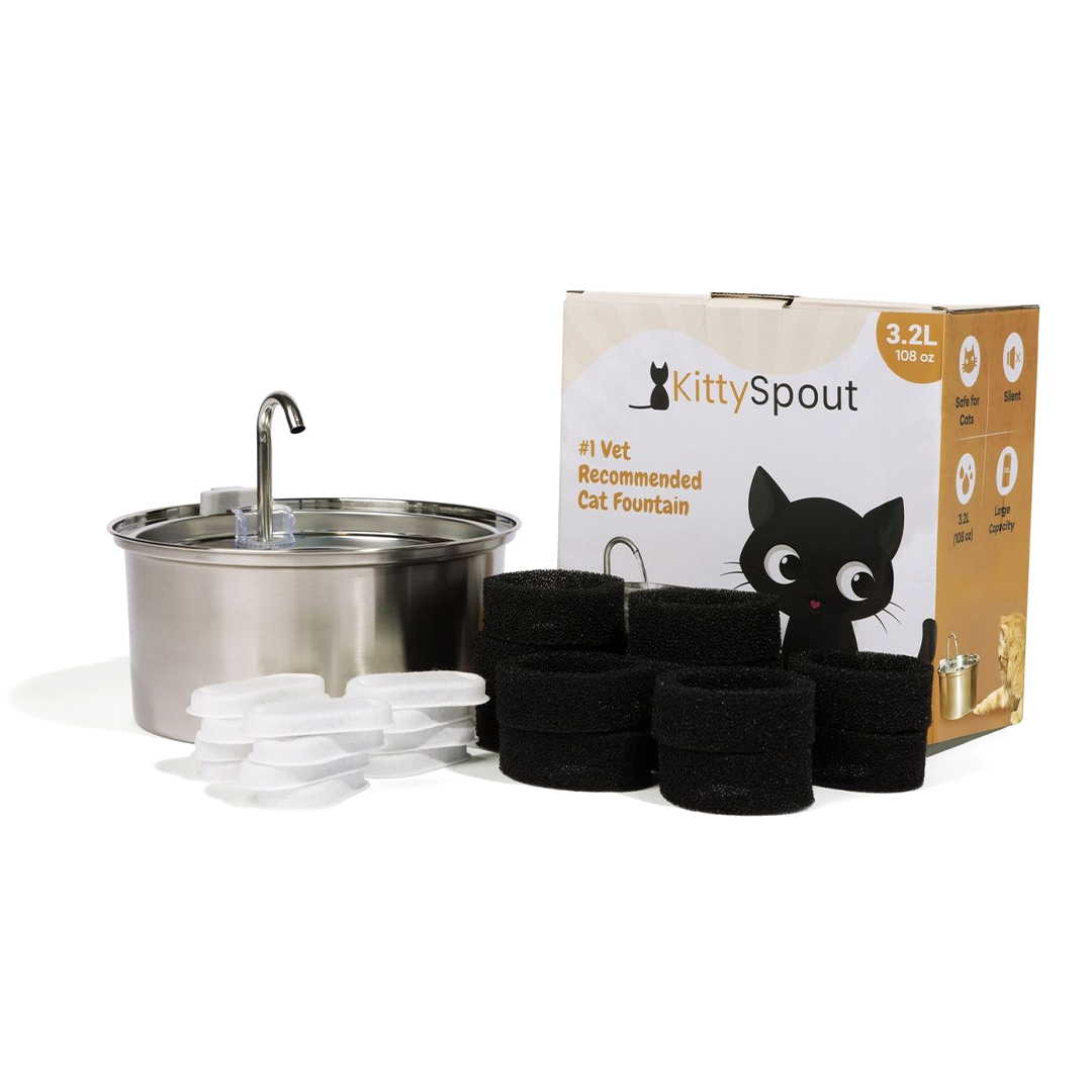 3.2 L Automatic Pet Fountain 304 Stainless Steel Cat Water Dispenser with Filter
