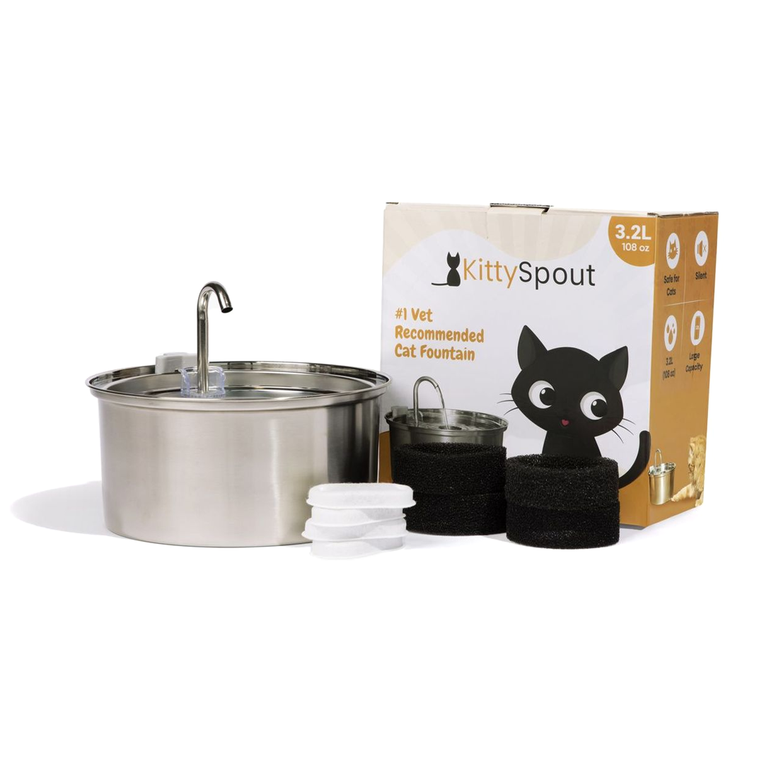 3.2 L Automatic Pet Fountain 304 Stainless Steel Cat Water Dispenser with Filter