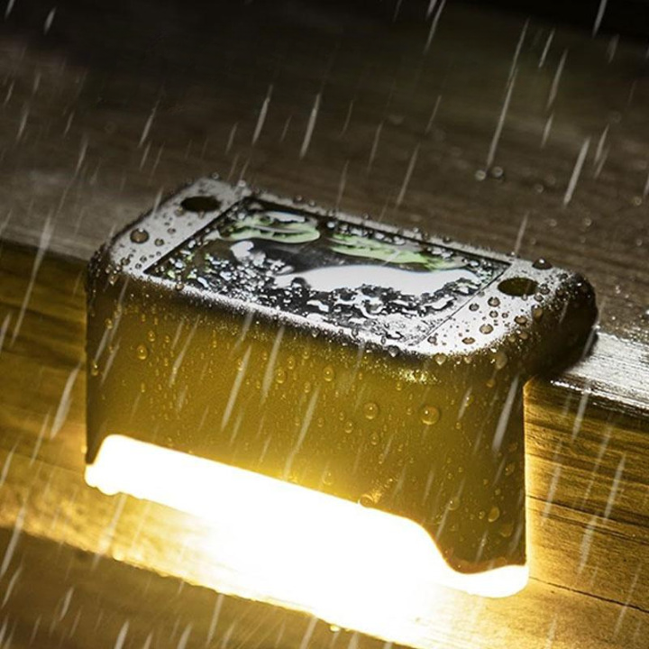 Warm White LED Solar Step Lights – Waterproof Outdoor Path & Stair Lamps for Garden, Patio, Balcony & Fence