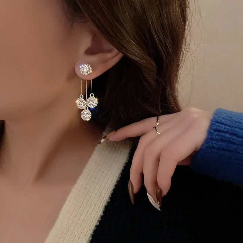 Zircon Round Leaf Earrings