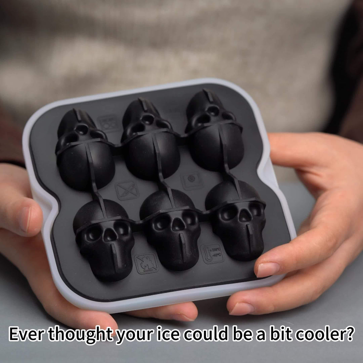 Silicone Skull Ice Cube Maker Tray with Large Reusable Mold for Drinks and Whiskey Ball