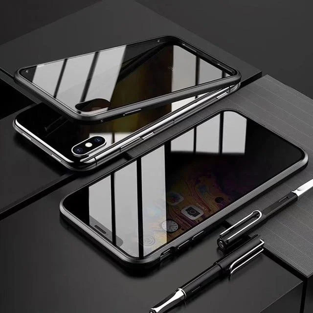 iPhone Anti-Peep Magnetic Case – Privacy Screen Protector with Double-Sided Tempered Glass, Wireless Charging Support