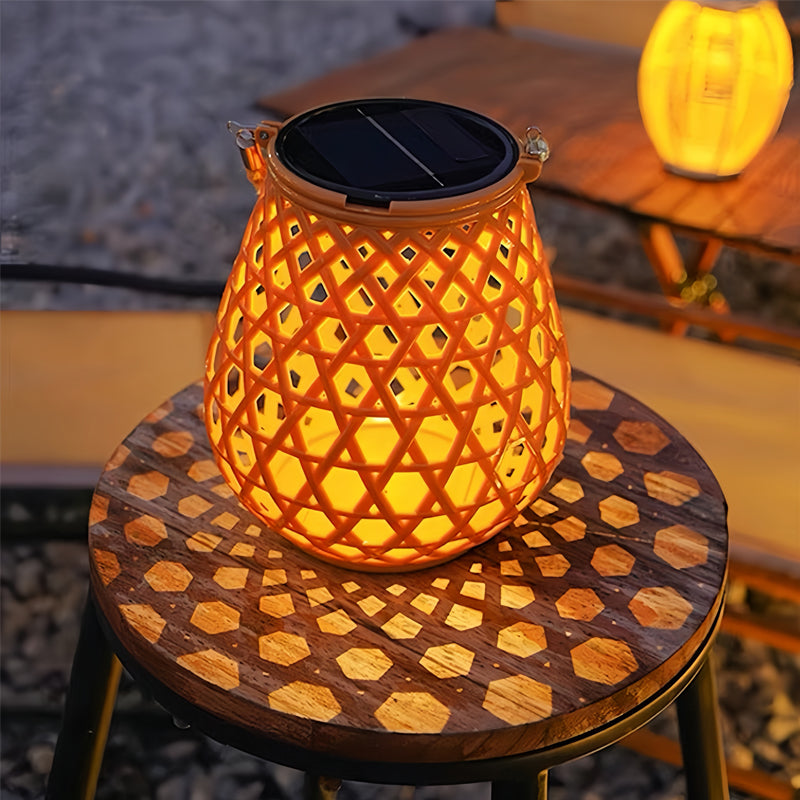Outdoor Solar Rattan Portable Lantern