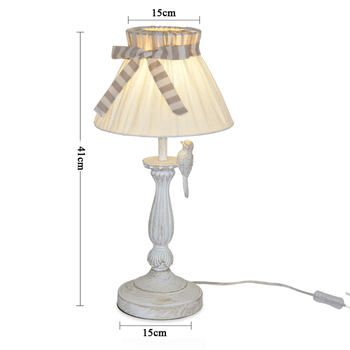 Boho Table Lamp with Fabric Shade