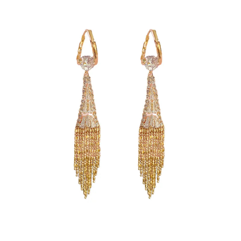 Zircon Tassel Earrings