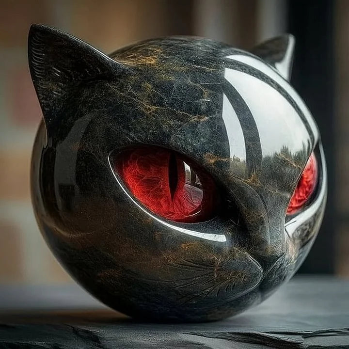 NyxCharm | Mystical Black Cat Head Sculpture - Gothic Decor