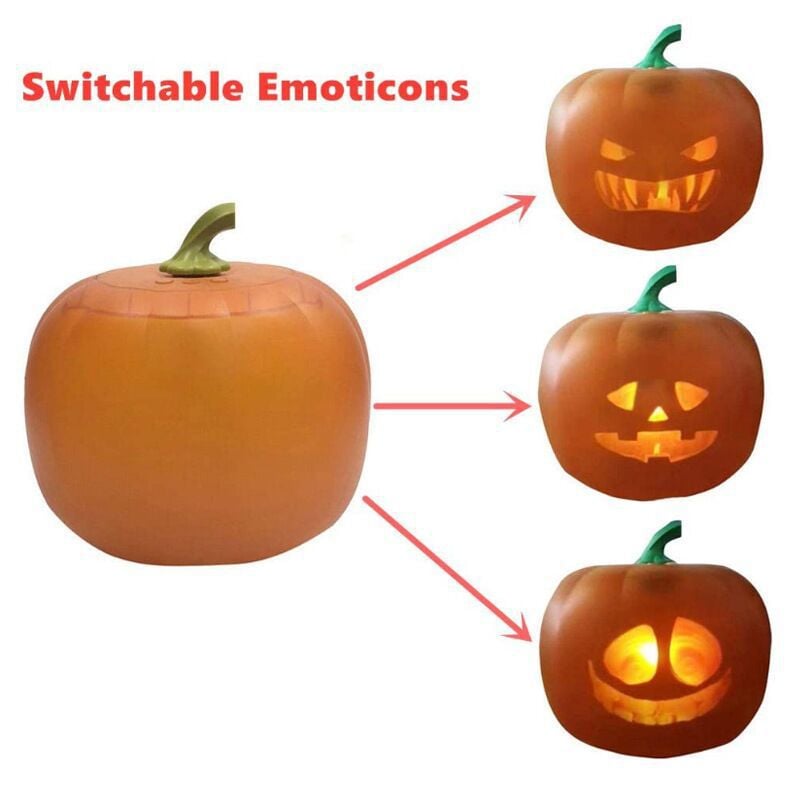 Animated Singing Halloween Pumpkin – Motion Sensor Talking Jack with Projected Face, Speaker, 80-Min Animation, USB or Battery Powered
