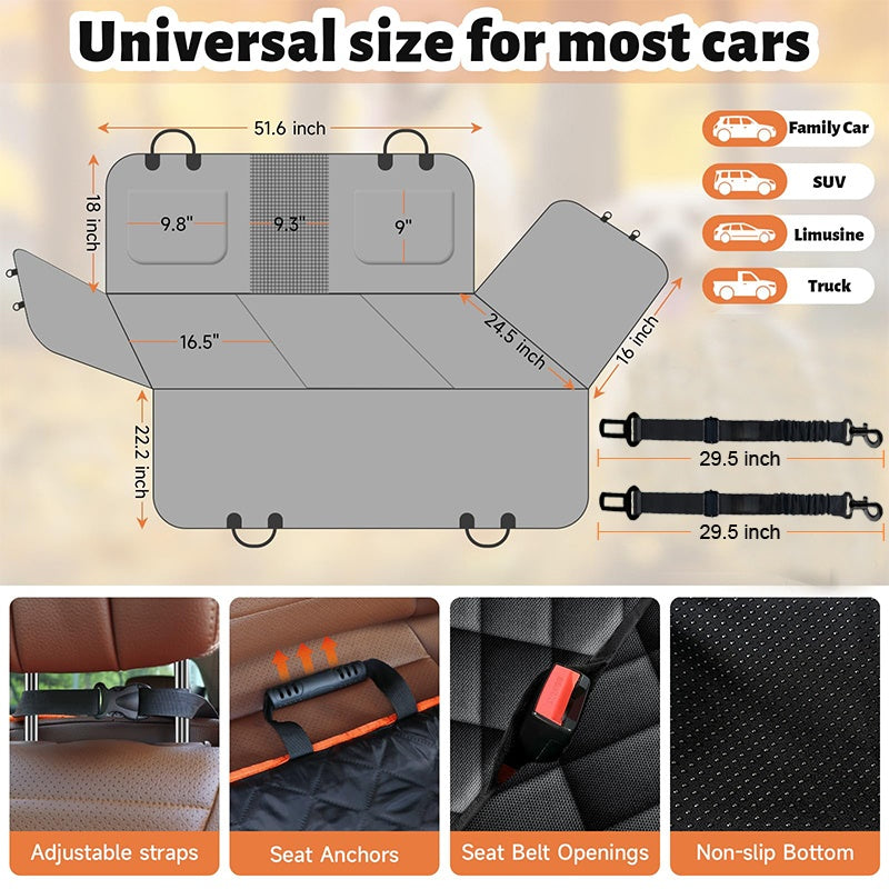 Scratch-resistant Pet Dog Car Seat Cover with Viewing Window