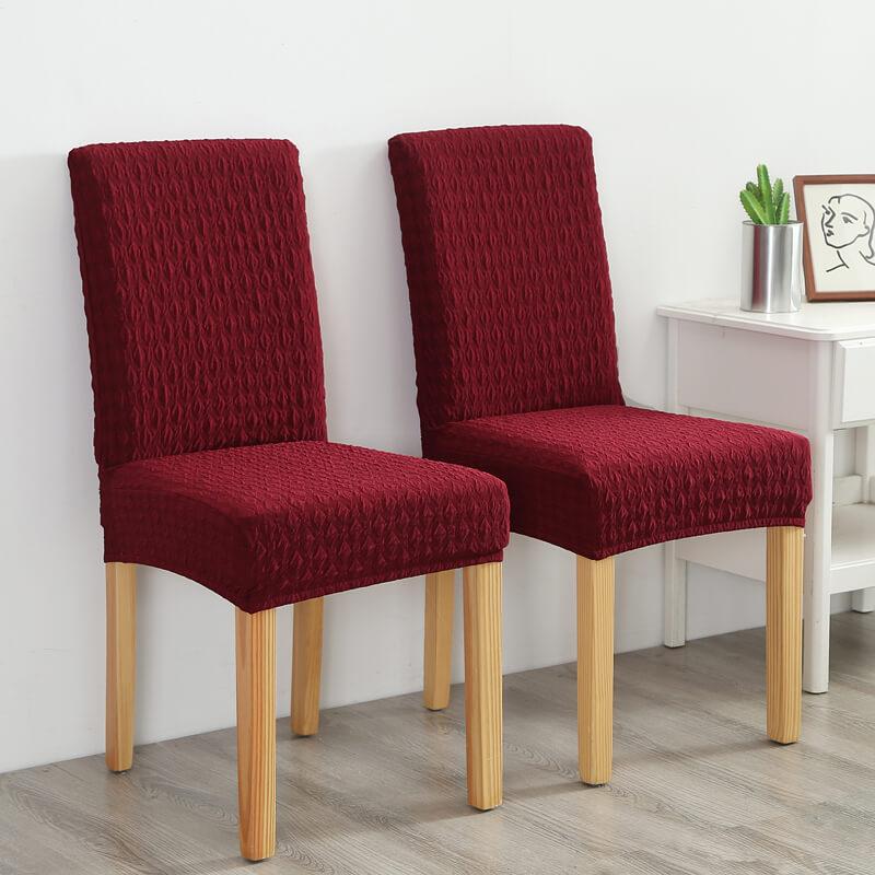 Universal Stretch Solid Colored Jacquard Polyester Slipcovers