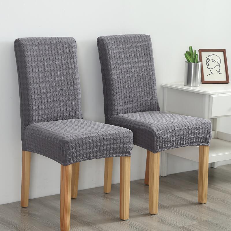 Universal Stretch Solid Colored Jacquard Polyester Slipcovers