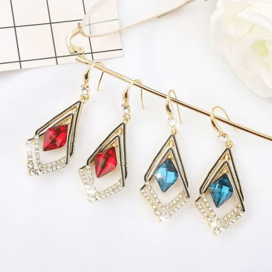 Diamond-Shaped Sapphire Earrings