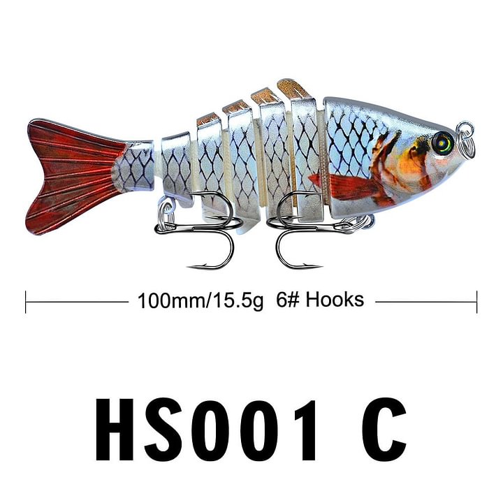 Bionic Swimming Fishing Lure – Realistic Multi-Jointed Artificial Bait with 3D Eyes & Treble Hooks for Freshwater & Saltwater