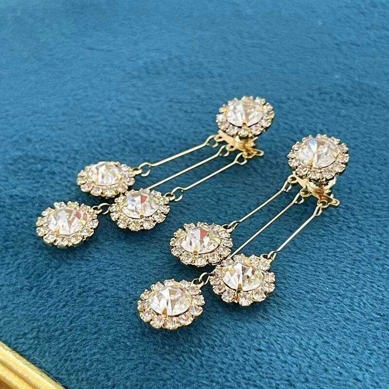 Zircon Round Leaf Earrings