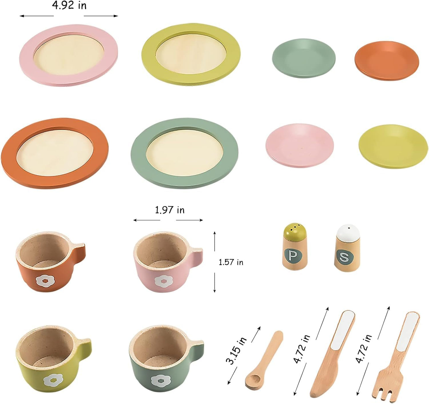 Montessori Wooden Dinnerware Set for Toddlers