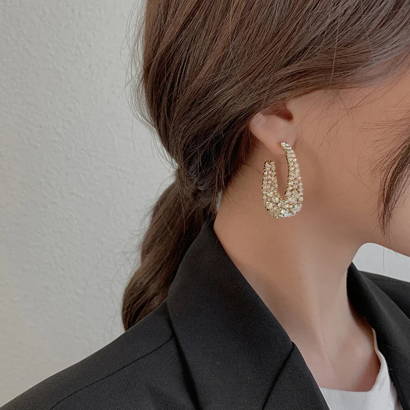 Retro Baroque Sparkling Hoop Earrings