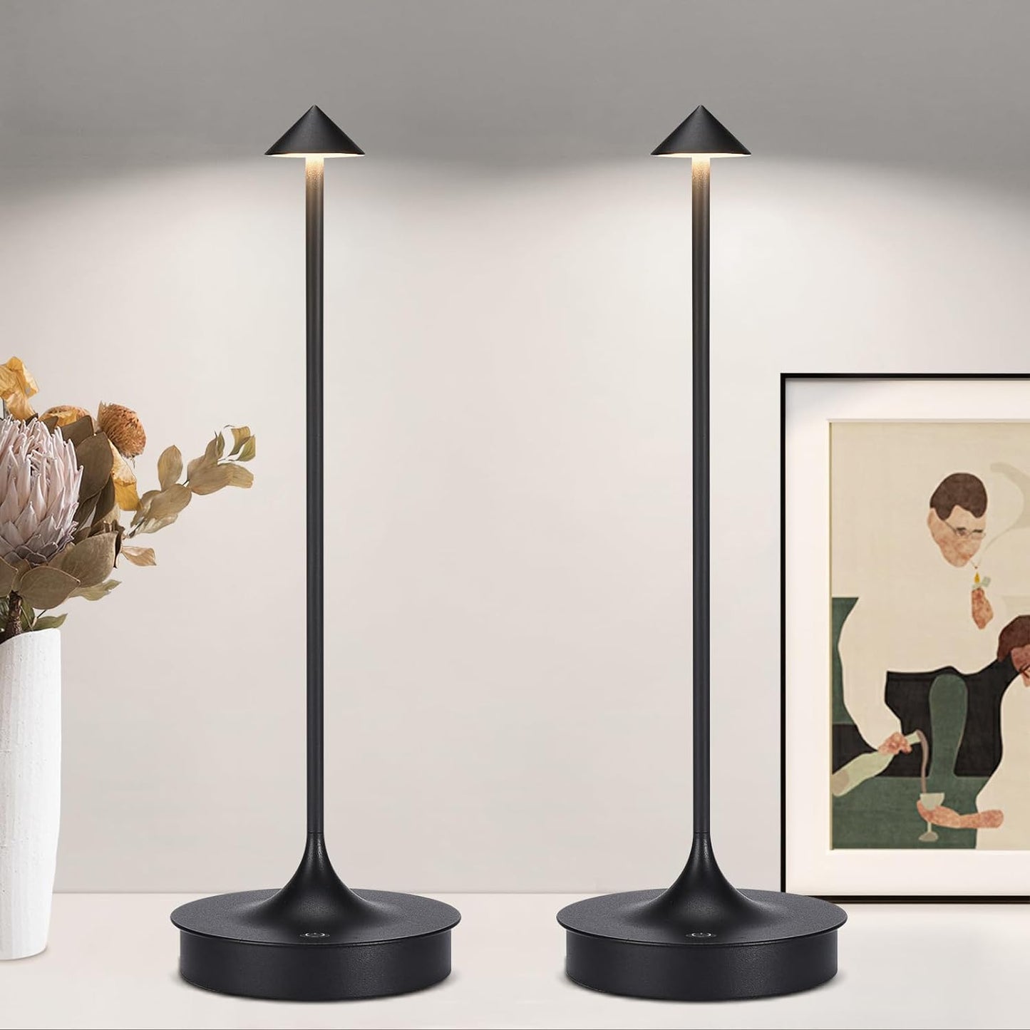 Waterproof Wireless Table Light - Set of 2 Cordless Table Lamp Rechargeable