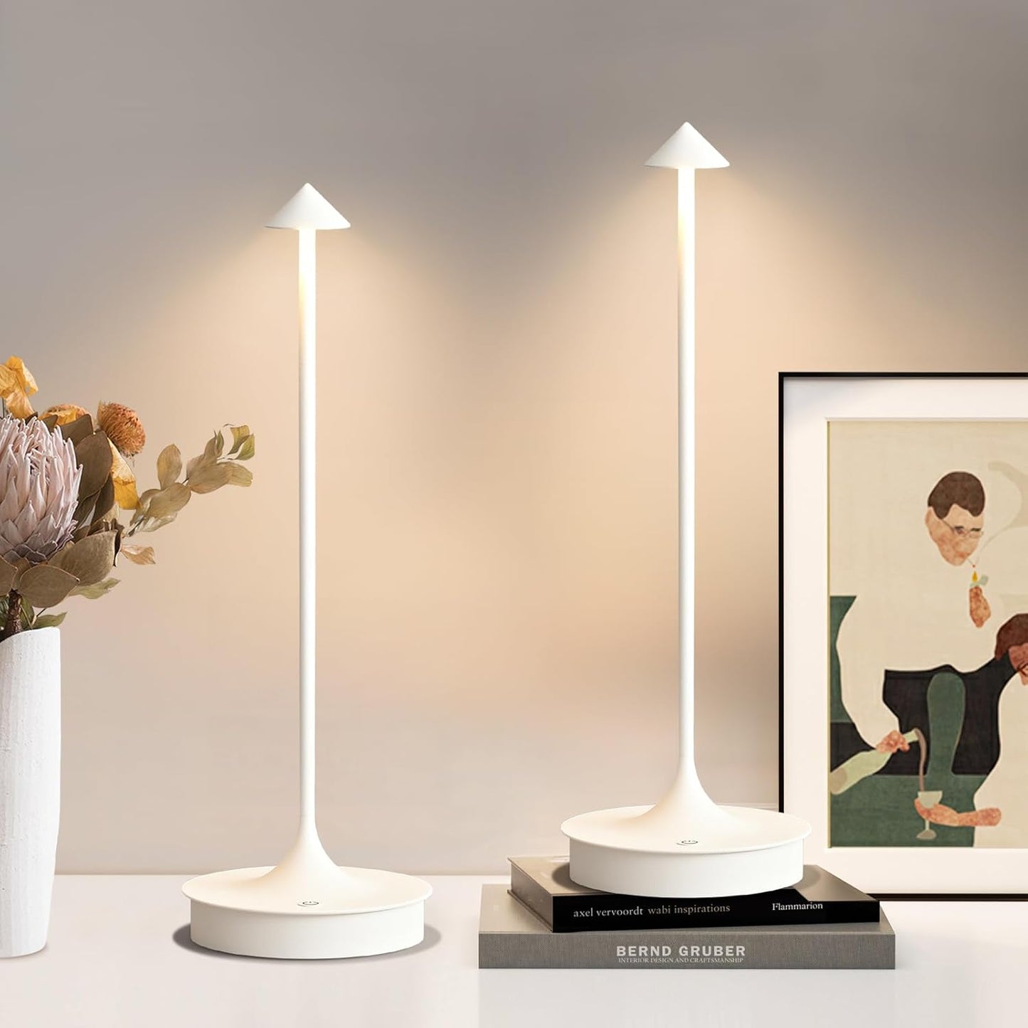 Waterproof Wireless Table Light - Set of 2 Cordless Table Lamp Rechargeable