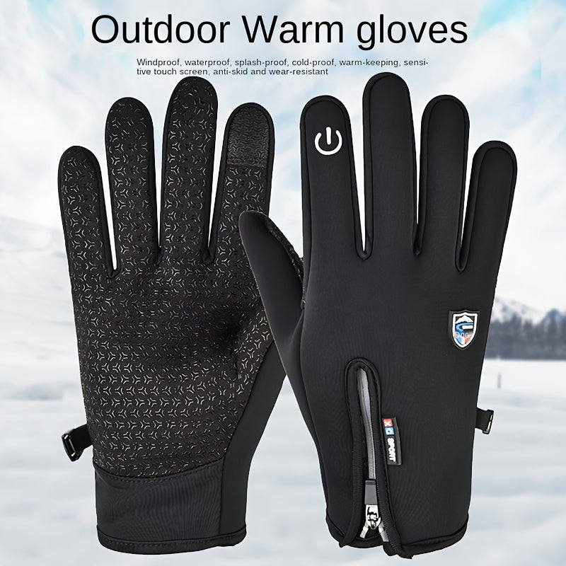 Outdoor Heated Gloves – Windproof, Waterproof, Plus Velvet Lining, USB Rechargeable, Touchscreen Winter Gloves