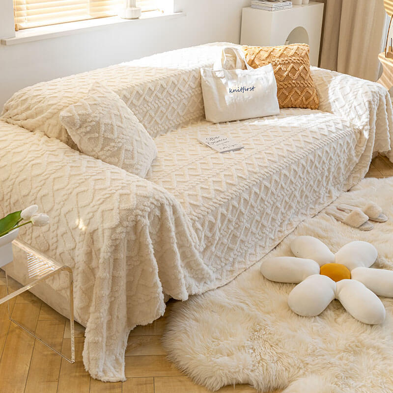 Soft Shaggy Sofa Covers , Throws Blankets Sofa Slipcovers for Pets