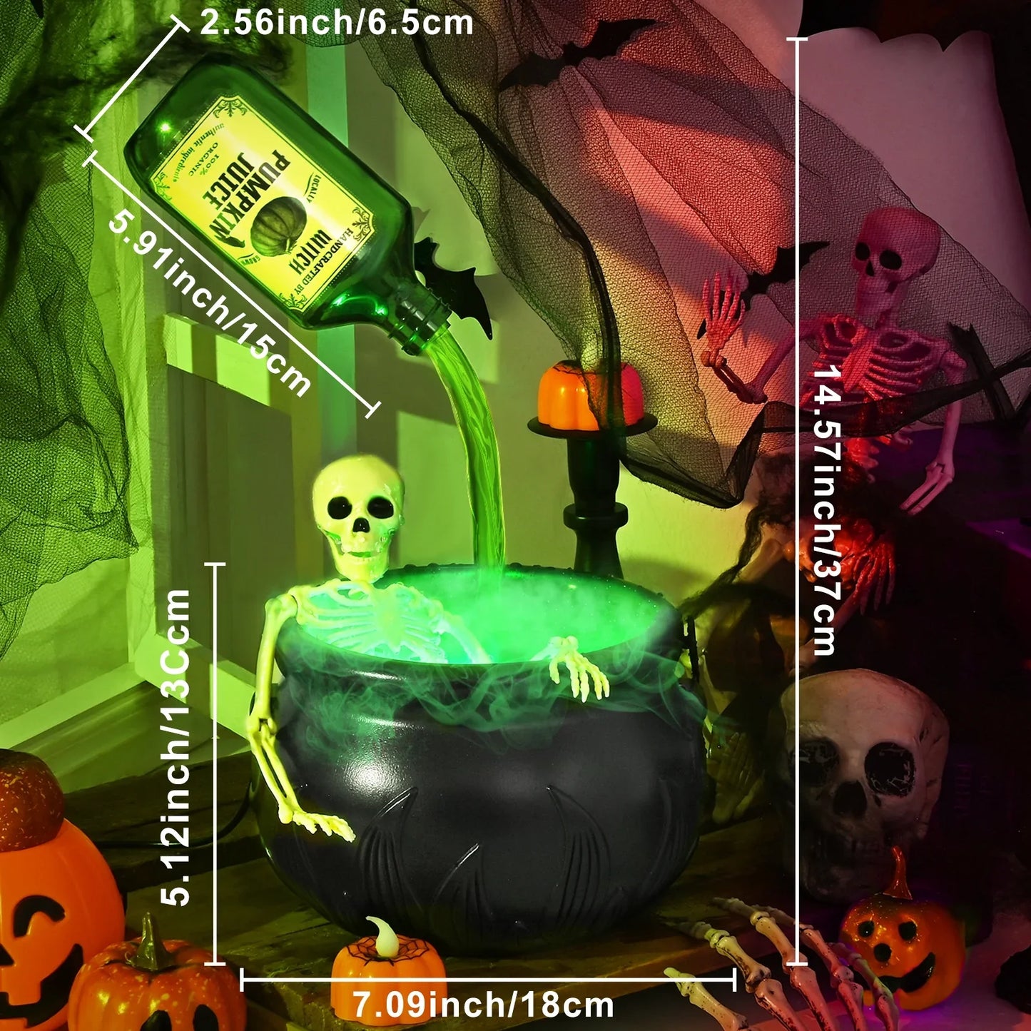 Magic Halloween Witch Cauldron – Fog Effect Potion Pot with Floating Bubbles, Reusable Haunted Party Decoration