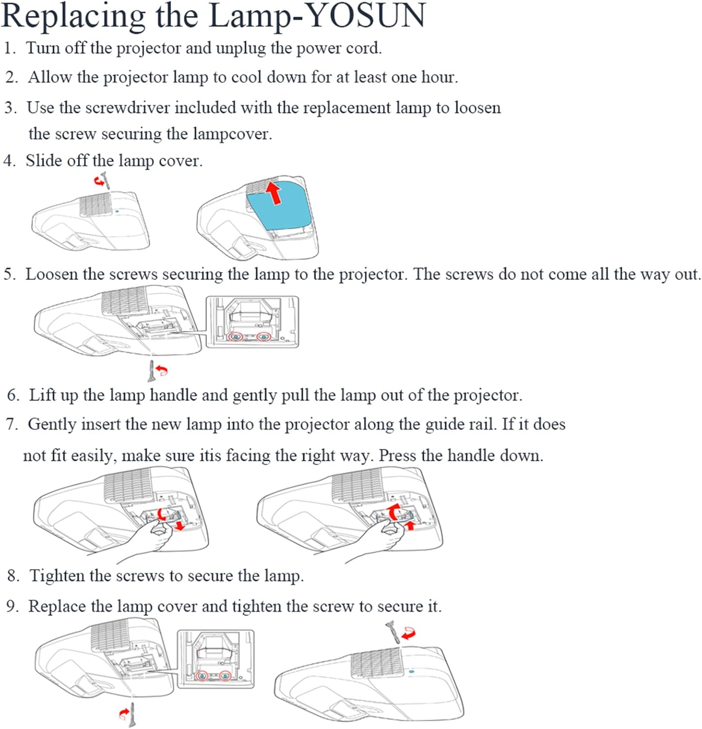 YOSUN V13H010L79 / V13H010L80 Replacement Lamp for Epson Projectors - BrightLink 585Wi, PowerLite 575W & More
