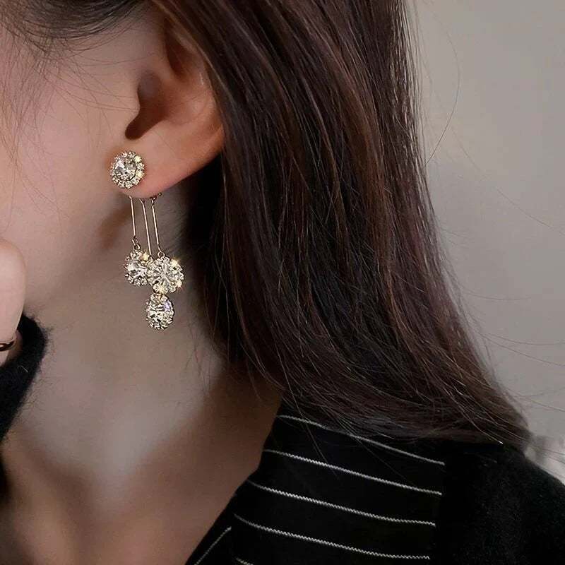 Zircon Round Leaf Earrings