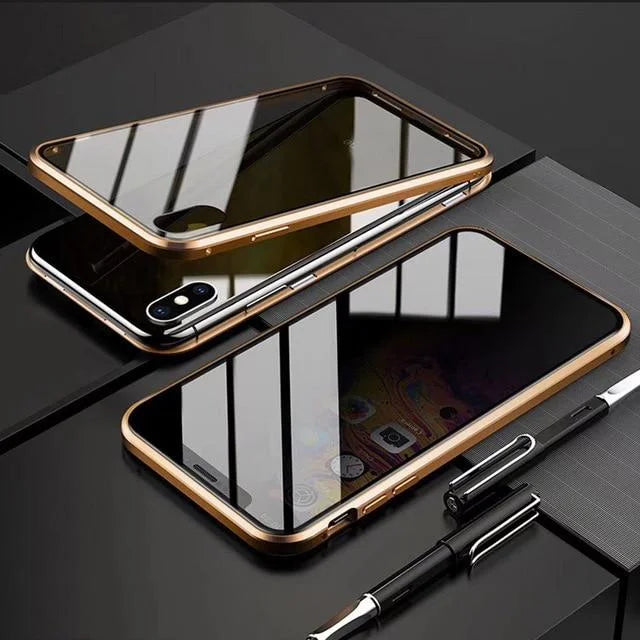 iPhone Anti-Peep Magnetic Case – Privacy Screen Protector with Double-Sided Tempered Glass, Wireless Charging Support