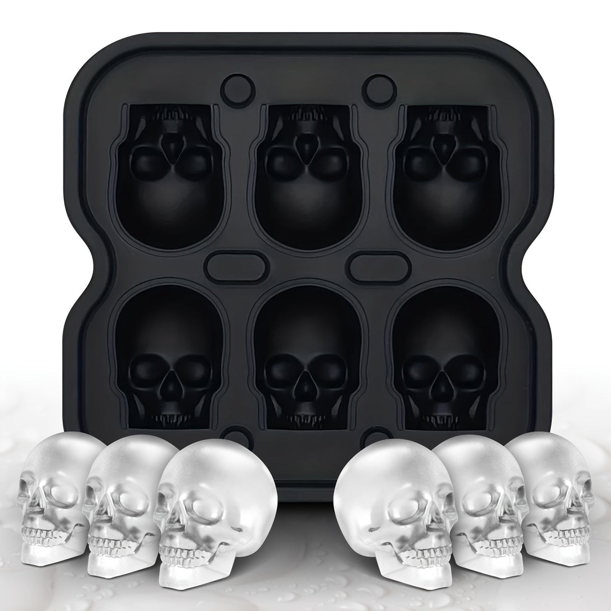 Silicone Skull Ice Cube Maker Tray with Large Reusable Mold for Drinks and Whiskey Ball