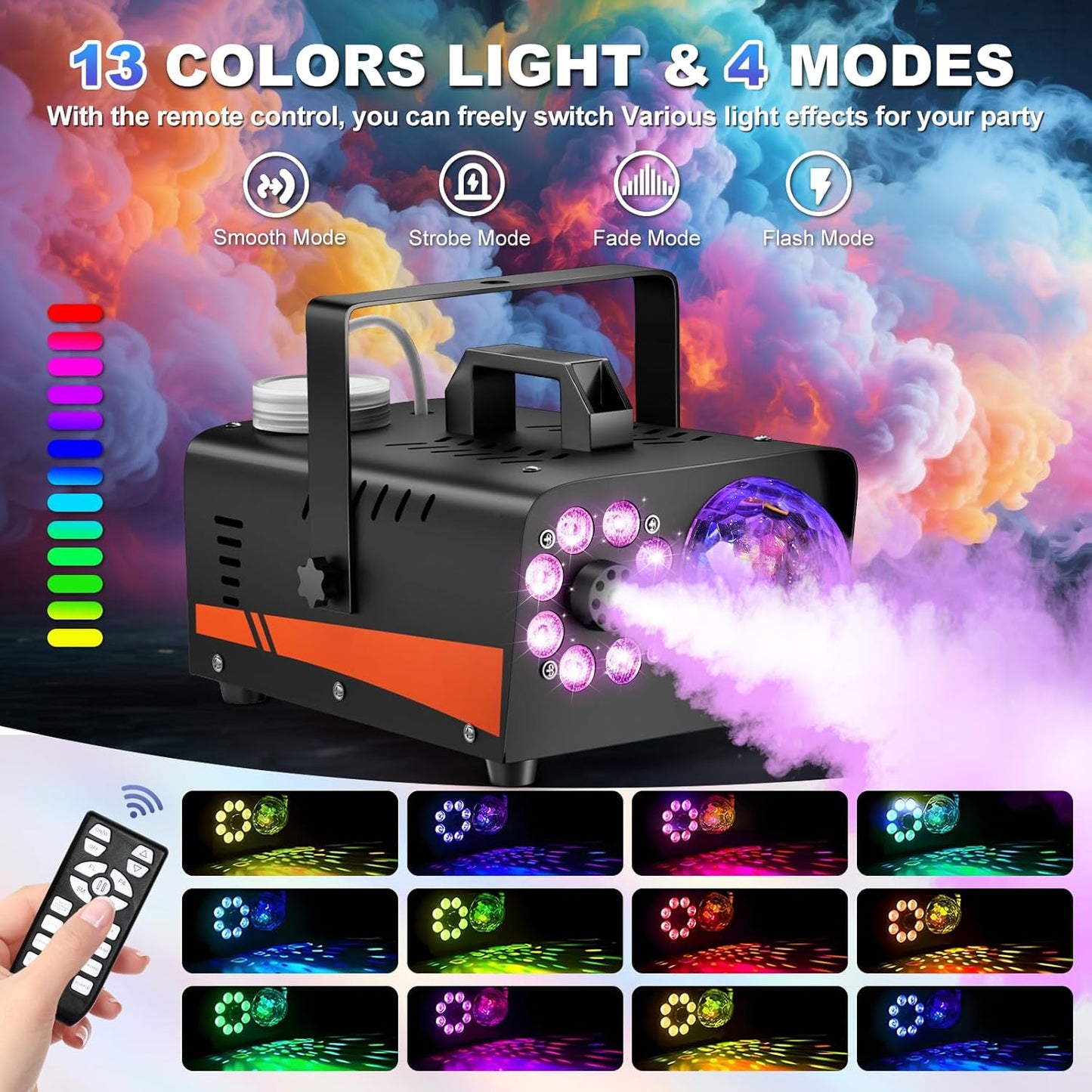 Halloween LED Fog Machine Remote Control Party Light Effect
