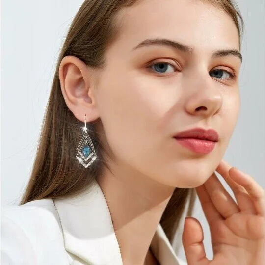 Diamond-Shaped Sapphire Earrings
