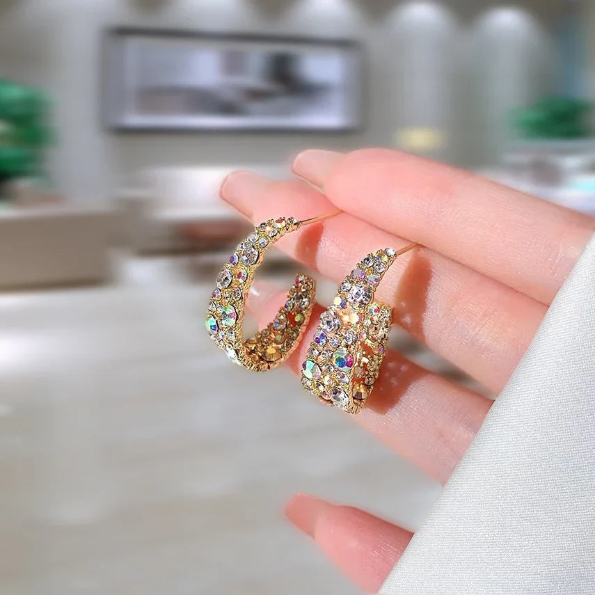 Retro Baroque Sparkling Hoop Earrings