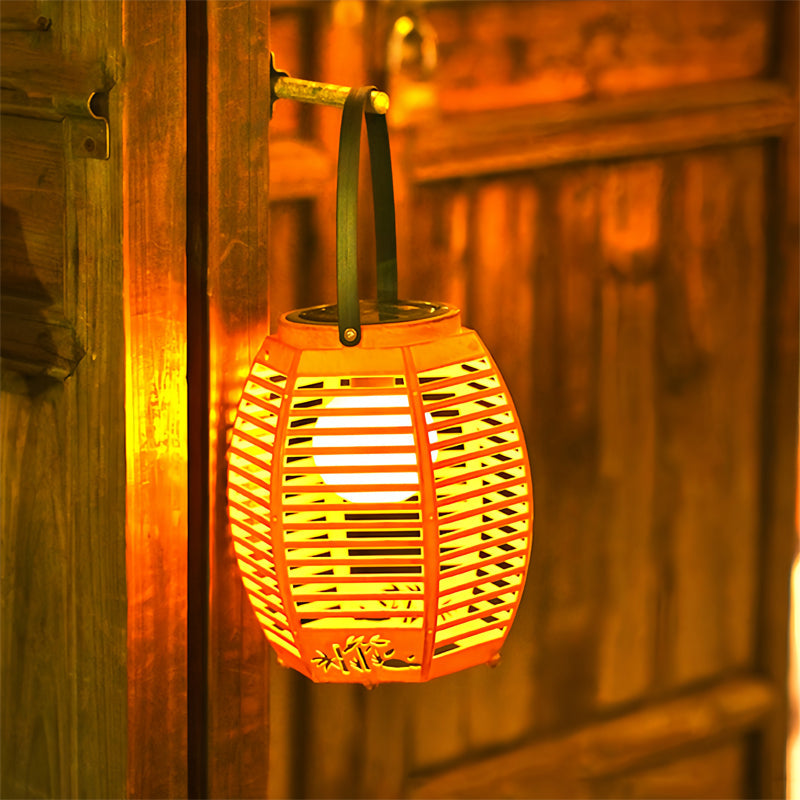 Outdoor Solar Rattan Portable Lantern