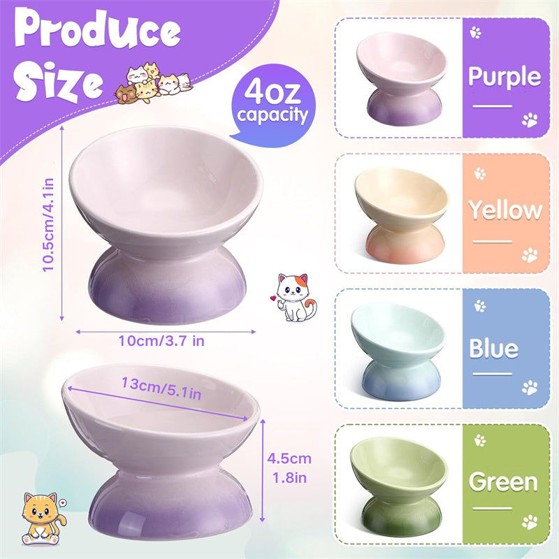 Gradient Color Ceramic Raised Cat Bowls