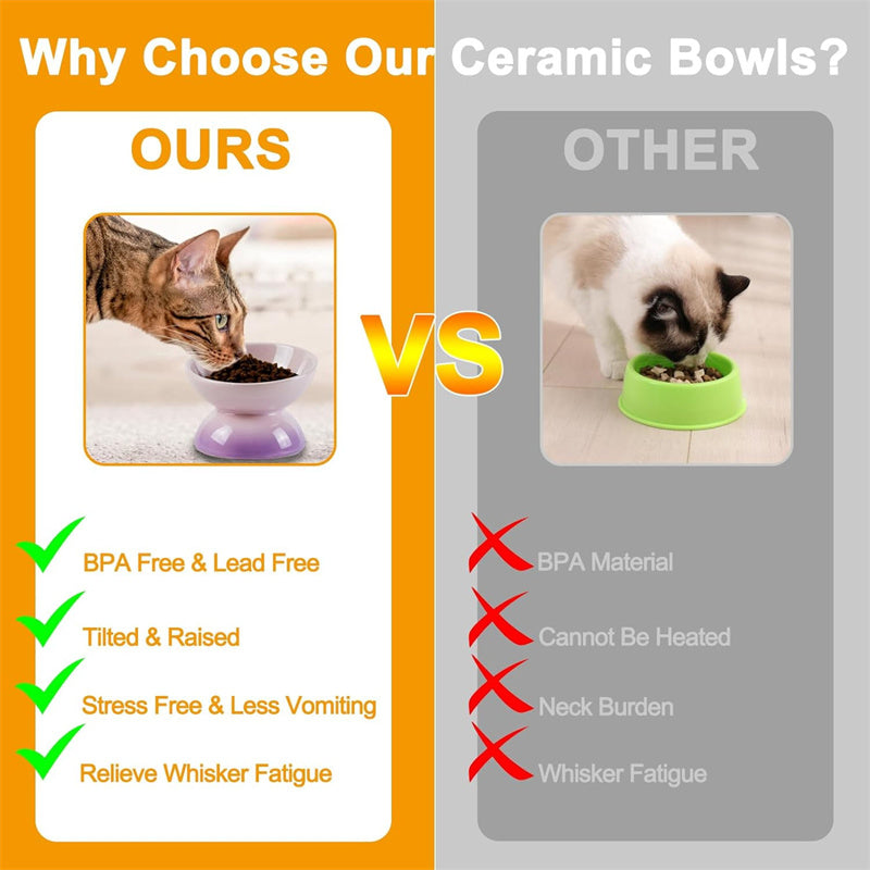 Gradient Color Ceramic Raised Cat Bowls