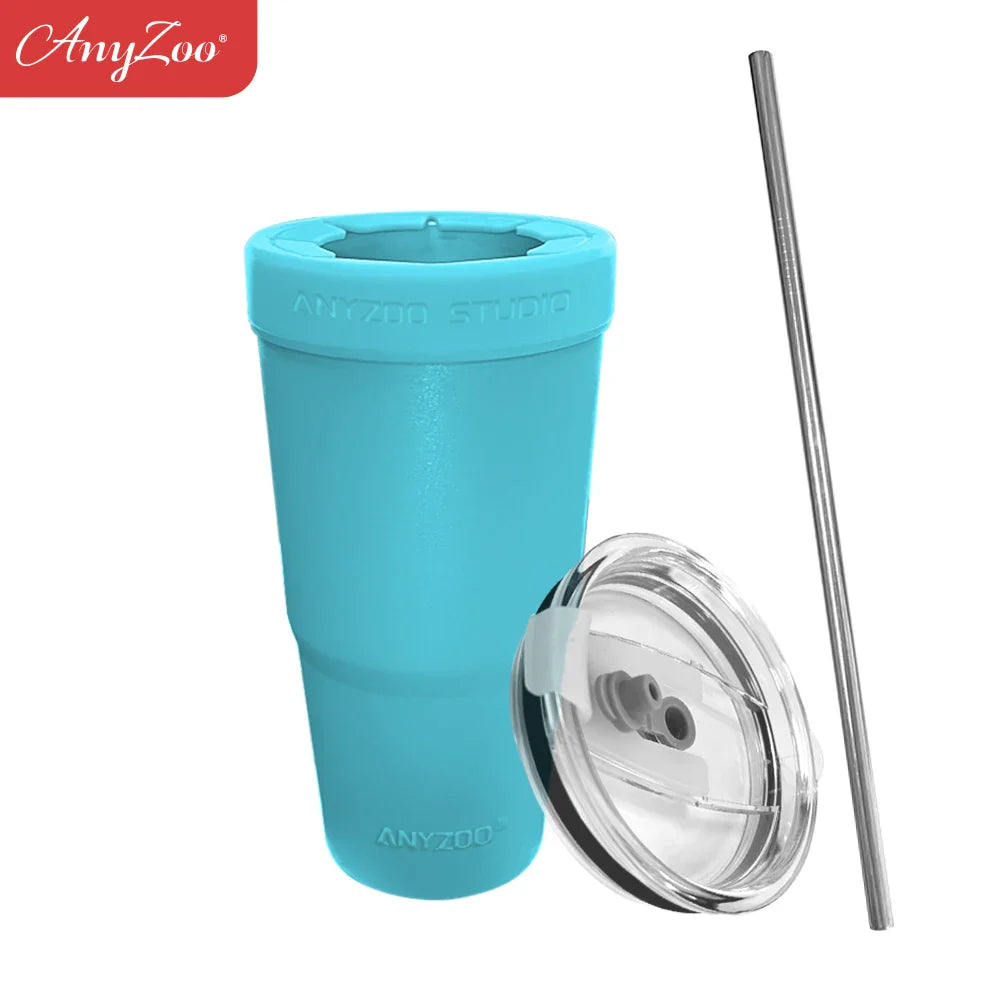 30oz Tumbler with Silicone Lid – 2-in-1 Straw & Sip, Leakproof, Double Wall Stainless Steel
