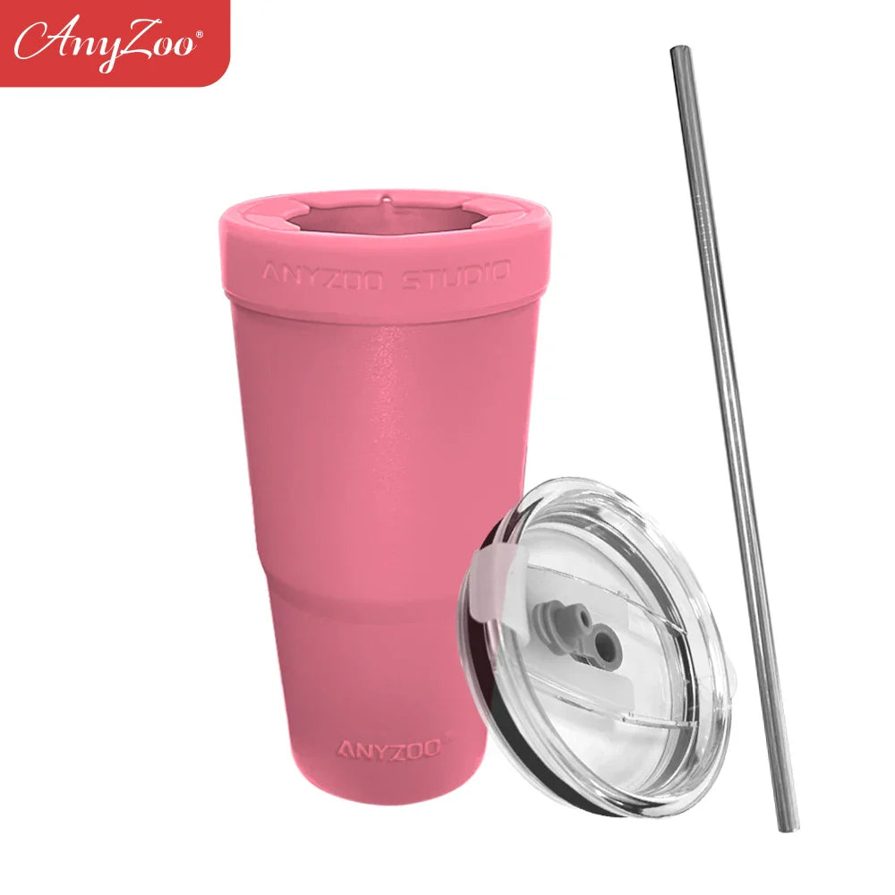 30oz Tumbler with Silicone Lid – 2-in-1 Straw & Sip, Leakproof, Double Wall Stainless Steel