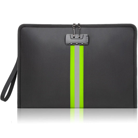 Fireproof Waterproof Document Bag – Heavy Duty A4 File Organizer with Lock & Reflective Strip for Office & Home