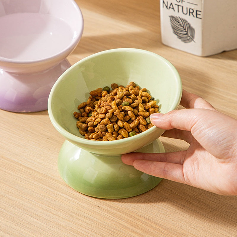 Gradient Color Ceramic Raised Cat Bowls