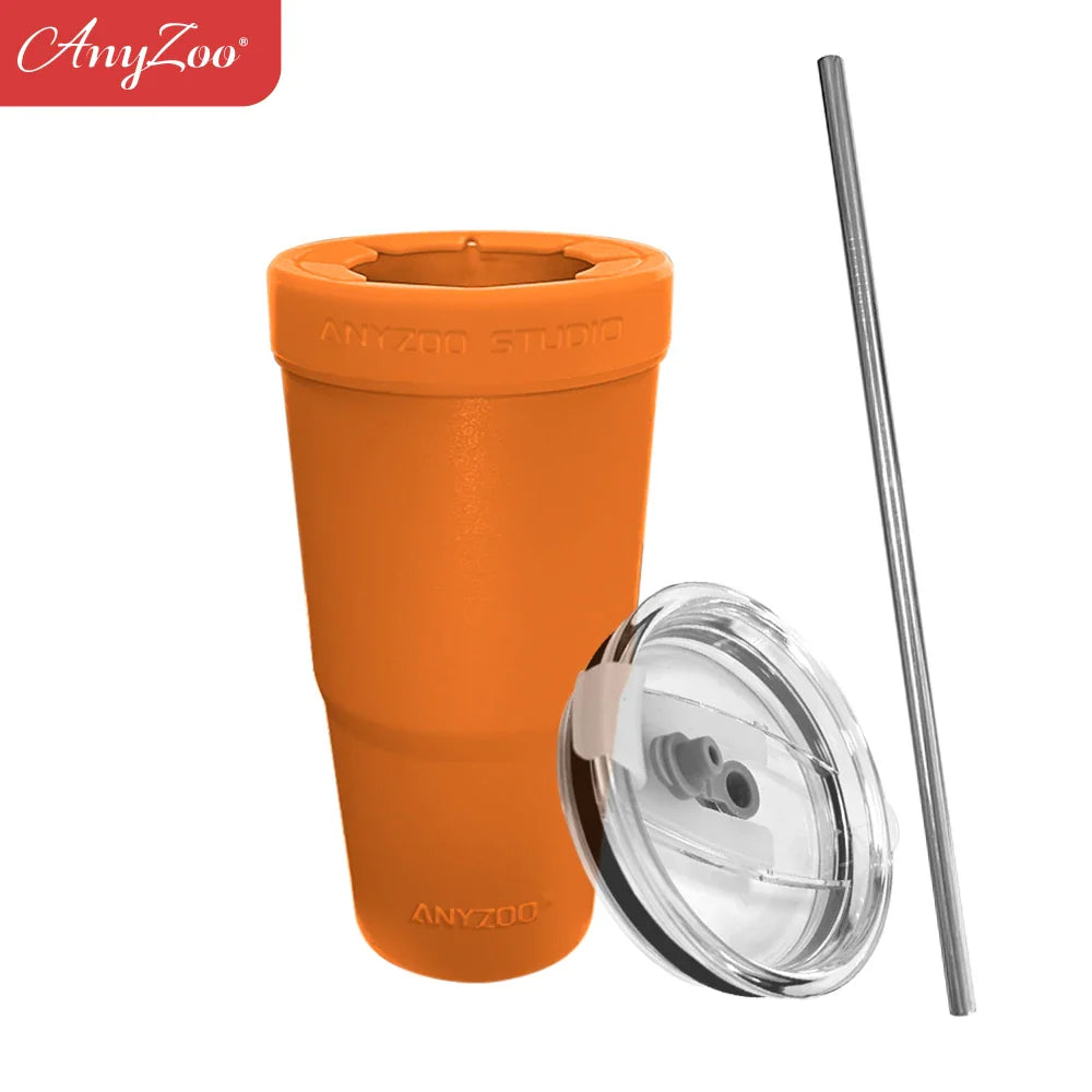 30oz Tumbler with Silicone Lid – 2-in-1 Straw & Sip, Leakproof, Double Wall Stainless Steel