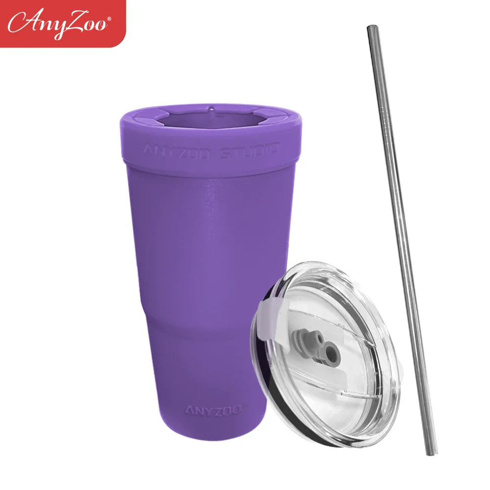 30oz Tumbler with Silicone Lid – 2-in-1 Straw & Sip, Leakproof, Double Wall Stainless Steel