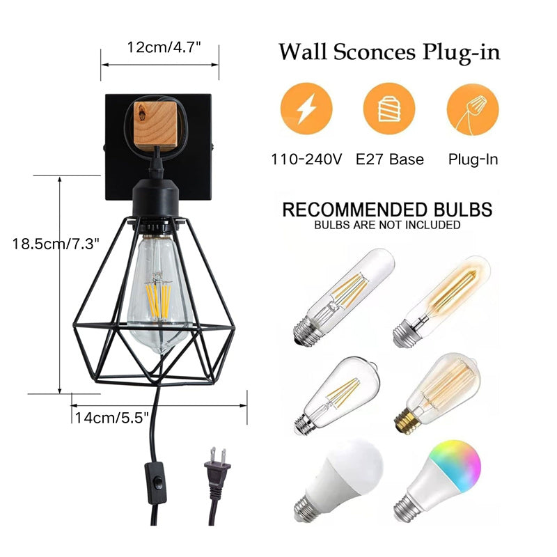 Vintage Industrial Plug-In Wall Sconces