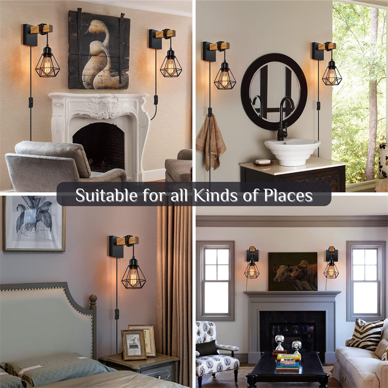 Vintage Industrial Plug-In Wall Sconces