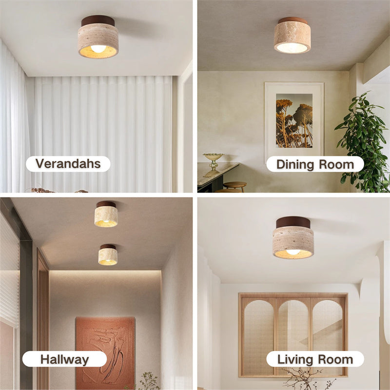 Farmhouse Solid Wood Semi Flush Mount Ceiling Light